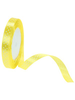 Лента упаковочная атласная 12мм*22м, Горошек, желтая