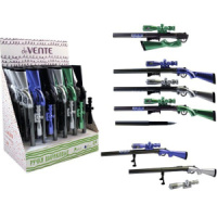 Ручка шар. deVENTE. Sniper rifle с LED-подсветкой 0,7мм, синие чернила, корп. ассорти