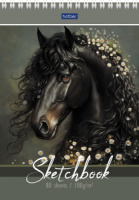 Скетчбук А5  80л., гребень, 100гр/м2 "Вороная грация" жестк.подл.