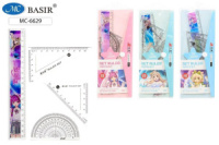 Набор геометрический (2 треуг. 20см лин., трансп.) "Аниме-Be happy"