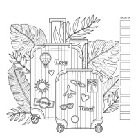 Раскраска-антистресс "LOVE TRAVEL для влюбленных в путешествия (парусник и пальмы)" 196*196мм,64стр.