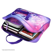 Папка А4 (345*260*70) с ручками, молния, ткань "Девушка с барсом"