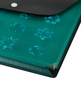 Конверт на кнопке 228*188мм, ПВХ, расширение до 2,5см (250 л),черный/пр.зеленый