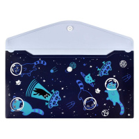 Конверт на кнопке  с рисунком 260*140мм, Коты в космосе