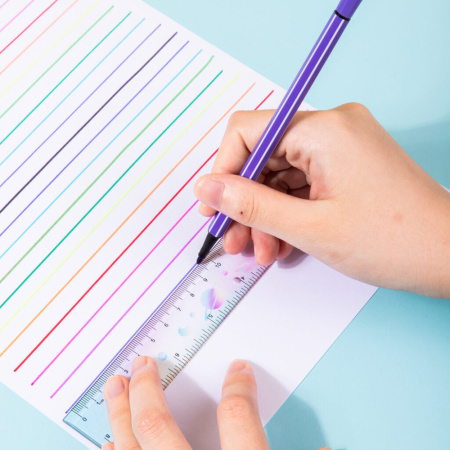 Линейка 20см пластик., ассорти