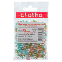 Бусины пластик  "Zlatka"   MIX   4 мм, 10 г