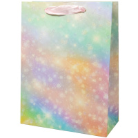 Пакет подар. бумажн. 18*10*24 см, 210 гр/м Волшебные звезды, 4 дизайна, глиттер