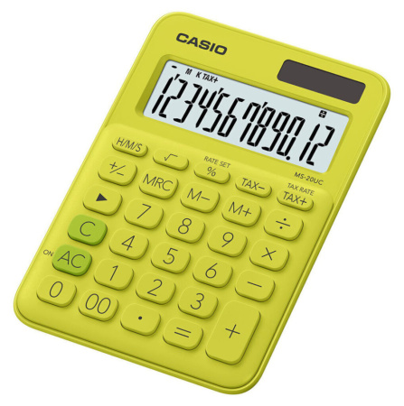 Калькулятор 12 разр. MS-20UC-YG-S-EC настольный, желтый/зеленый