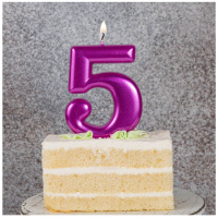 Свеча-цифра "5" Ярко-розовая 8см.