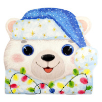 Блокнот 120*117мм  30л скоба "Новогодний мишка" фигурная вырубка