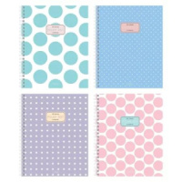 Тетрадь А5  96л кл. гребень Hatber "Горохи" софт-тач, многоцв.срез, перф.на отрыв,4диз.в блоке