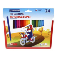 Фломастеры  24цв "Centropen. Пингвины", мягк.блистер европодвес