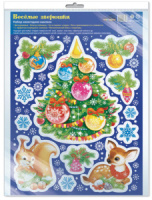 Набор витражных наклеек 30*40см "Веселые зверюшки" металлизация