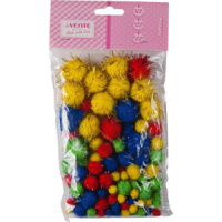 Набор для творчества "Помпоны 100шт. с блестками, ассорти размеров и цветов