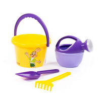 Набор игрушек. "Ну, погоди!" ведро среднее с наклейкой, лопатка, грабельки, лейка малая