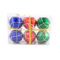 Набор елочных шаров, диаметр 6 см,  6 шт. "Кружевная зима" цвет синий/зеленый/красный, матовый