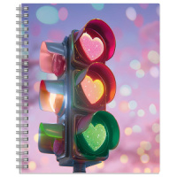 Тетрадь А5  80л кл. гребень "Светофор любви" выб.твин-лак, печать по фольге