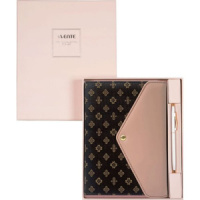 Набор подарочный "Selena" ежедн. недат. А5, 320стр.,коричн.с розов,тв. обл.,иск. кожа, + шар.ручка