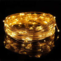 Гирлянда на батарейках  1м 10LED постоянное свечение шампань, 2xCR2032