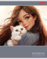 Тетрадь А5 48л кл. Hatber "Cats and girls" софт-тач, 5диз.в спайке