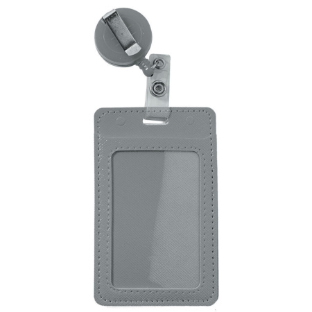 Бейдж 65*105 мм вертикальный, с держателем-рулеткой и зажимом