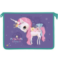 Папка д/тетрад. А4 (340*240*45) молния сверху, ламинат "Единорог принцесса"