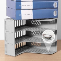 Лоток д\бумаг верт. 3-х секционный Deli 25*25*27см серый, сборный, пластик