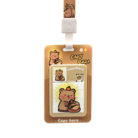 Бейдж 70*110 мм вертикальный "Капибара", на шнурке, с игрой "пятнашки"