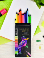 Карандаши цвет. 12цв  Феникс+ "Неон", деревянные, 3ММ