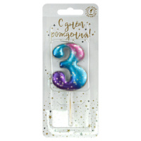 Свеча-цифра "3" космос, 4см