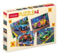 Пазлы    4в1  "Неоновый драйв" 200*140мм 8+12+15+20 дет.