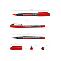 Маркер перманентный 1,0мм. красный P-70