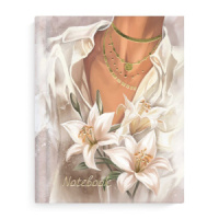 Записная книжка А6  80л., 7БЦ "Оттенки белого" глиттер, тисн.фольгой, мат.лам.