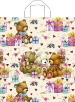 Пакет 42*38см (37мк) с петлевой ручкой "Мишки с подарками" ПНД