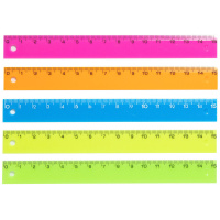 Линейка 15см непрозр. цветная узкая