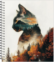 Тетрадь А5  48л кл. гребень Полином "Лесные коты" ВД-лак