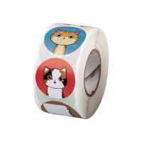 Наклейки-оценки в рулоне d2,5см "Котик"