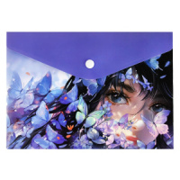 Конверт на кнопке  с рисунком А5 Девушка с бабочками, 24*17см