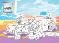 Раскраска с заданиями "Гонки"  А4 16стр.