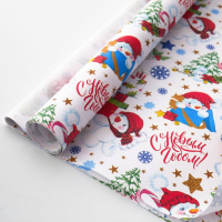 Бумага упаковочная крафт 70*100см "Снеговик"