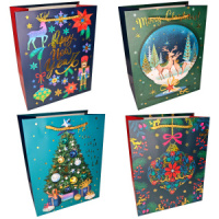 Пакет подар. бум. новогодн. 31*42*12 см 210 гр/м2 "Новогодний" микс дизайнов