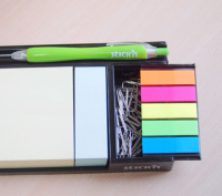 Набор бумаги с липким краем блок 200л, 76*76мм, закладки 5цв, 27*76мм