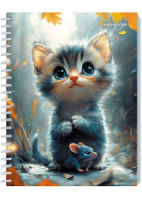 Тетрадь А5  48л кл. гребень Апплика "Котенок" блестки