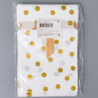Мешок подар. ПВХ  лентой 15*23см "Горох" золото 50шт/уп