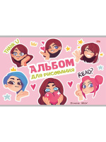 Альбом А4 20л скоба "Стикеры с девчонками" пл. 100гр