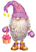 Вырубная фигурка 8*12см "Гномик с подарком"