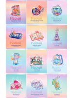 Комплект предметных тетрадей "Kawaii" 12 шт в упаковке, 48л., софт-тач, выб.лак.