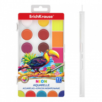 Акварельные краски 17цв. ErichKrause НЕОН, б/к, с увеличенными кюветами