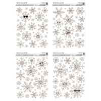 Витражная наклейка 30*42см "Снежинки" серебро, глиттер, ассорти дизайнов