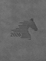 Ежедневник дат. 2026г. А5 168л. кожзам, тв.обл. "Год лошади. Серый" ляссе